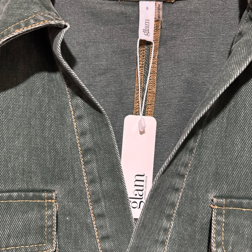 Glam Hunter Green boutique Denim Mini Dress oversized S - Picture 4 of 8